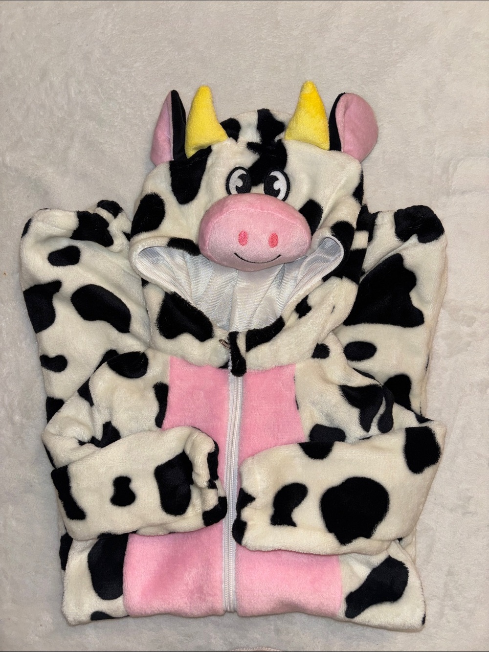 Spooktacular Kids Cow Print One-Piece Hooded Pajamas 12-18 months Halloween cost